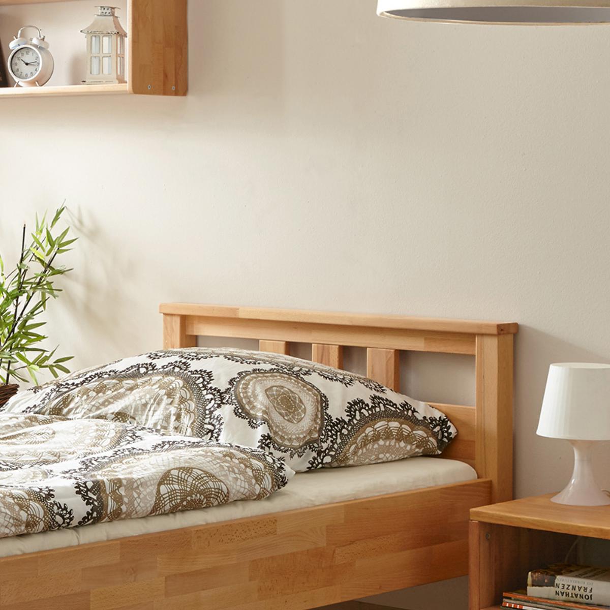 Bett "Merci", aus Buche, buchefarben - Buchefarben, KONVENTIONELL, Holz (100/200cm) - MID.YOU
