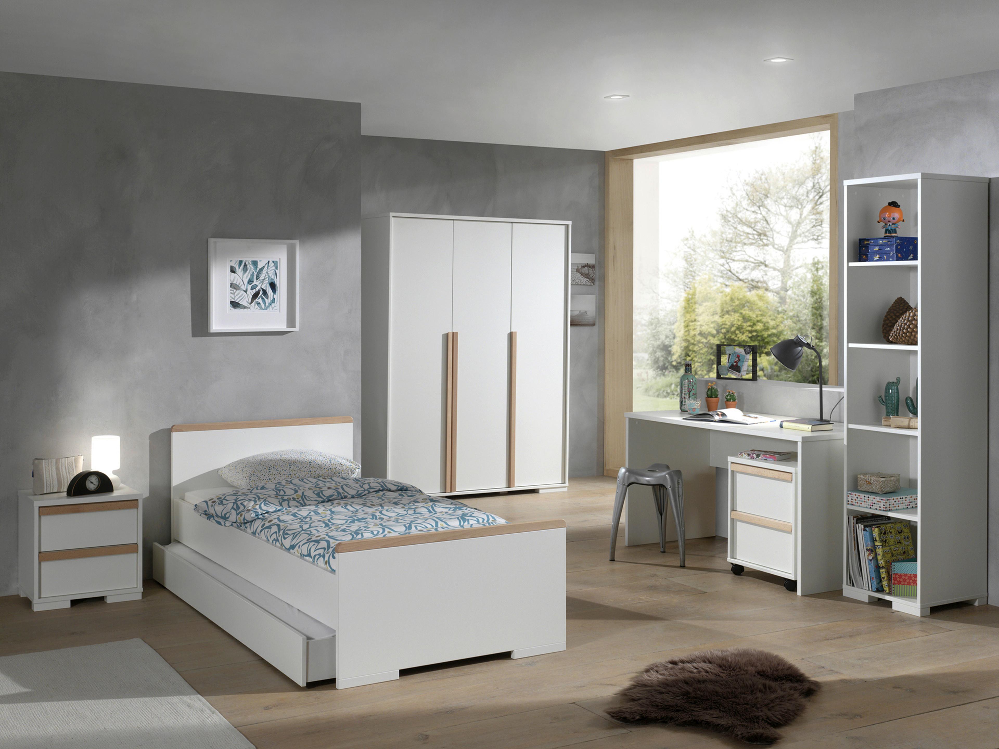 NACHTSCHRANK London B: 48,1 cm Weiß - Buchefarben/Weiß, MODERN, Holz/Holzwerkstoff (48,1/48,8/40cm) - MID.YOU