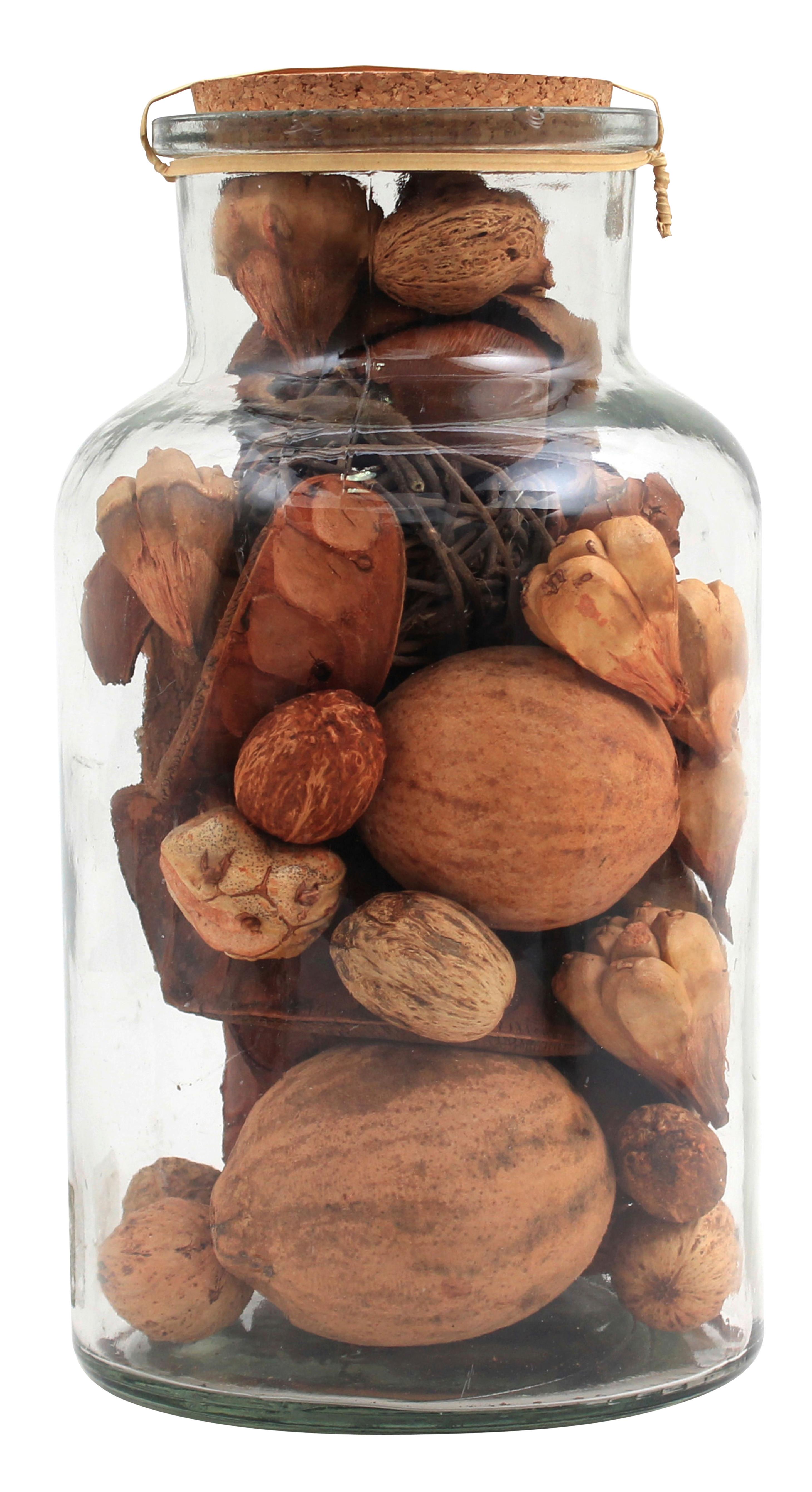 Dekoflasche Flora - Hellbraun, Lifestyle, Glas/Naturmaterialien (14/27/14cm) - Kayoom