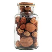 Dekoflasche Flora - Hellbraun, Lifestyle, Glas/Naturmaterialien (14/27/14cm) - Kayoom