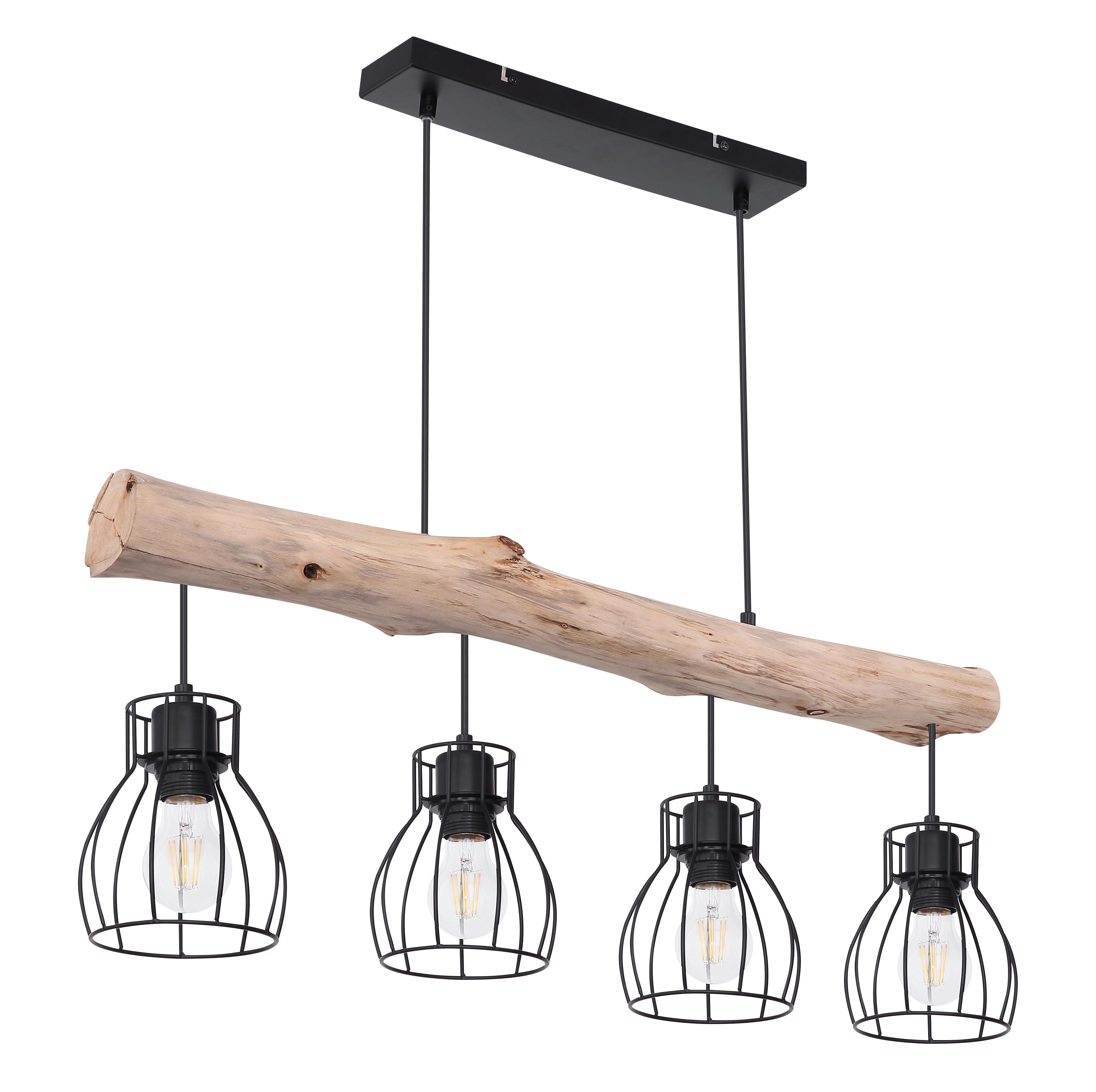 HÄNGLAMPA GIDI 2 - svart, Romantik / Lanthus, metall/trämaterial (82,5/13,6/140cm) - Mömax