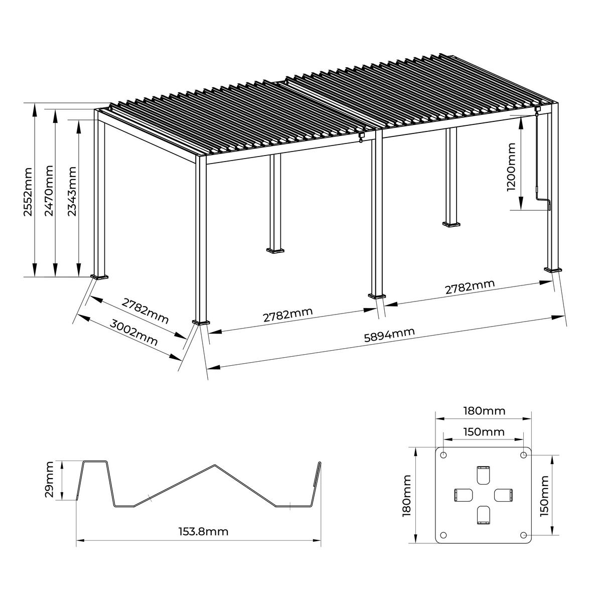 Pergola Core Anthrazit - Anthrazit, Basics, Metall (589/247/300cm) - Gardenson