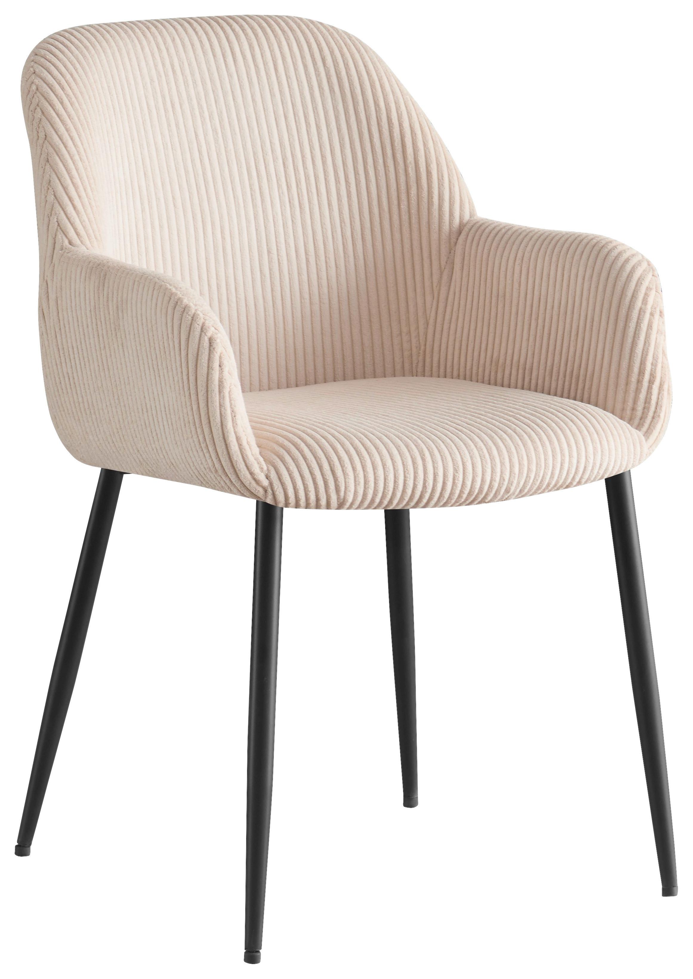 KRZESŁO Z PODŁOKIETNIKAMI JESSY - beżowy/czarny, Design, metal/tkanina (57/85/60cm) - Xora