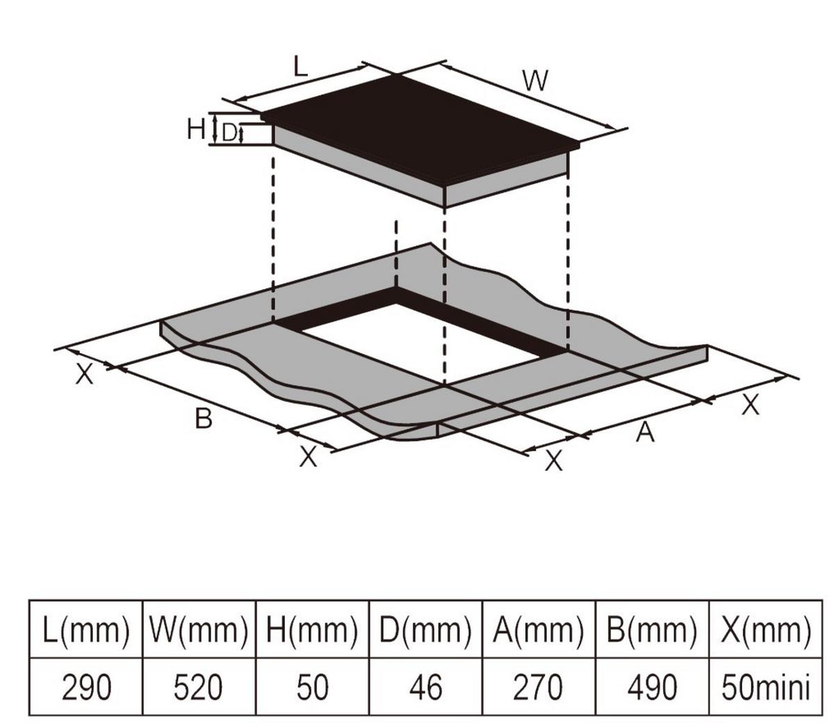 Glaskeramikkochfeld EB-GK-2TCG Schwarz - MODERN, Glas (29/5,1/52cm) - PKM