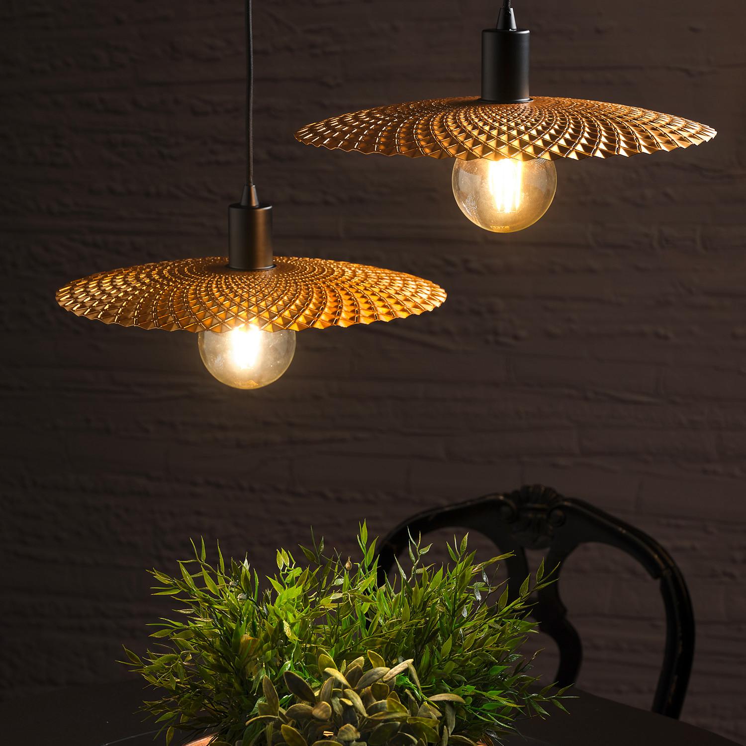 Hängeleuchte Golden Schwarz/Gold max. 22 Watt - Goldfarben/Schwarz, Natur, Metall (38/100cm)