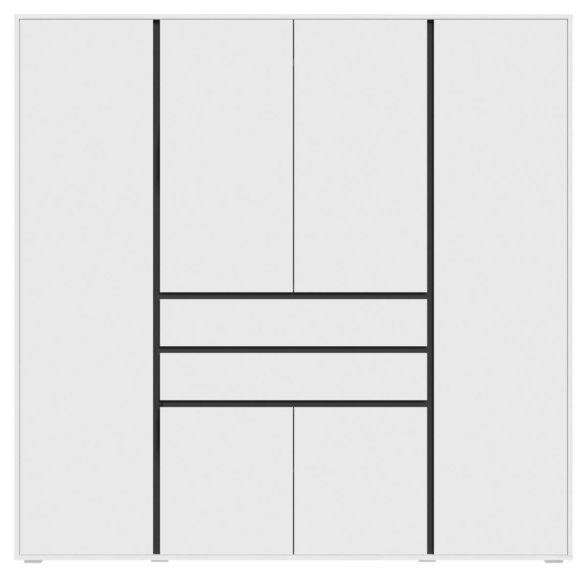 Drehtürenschrank Falun Weiß - Weiß, MODERN, Holzwerkstoff (197/194/56cm) - Livetastic