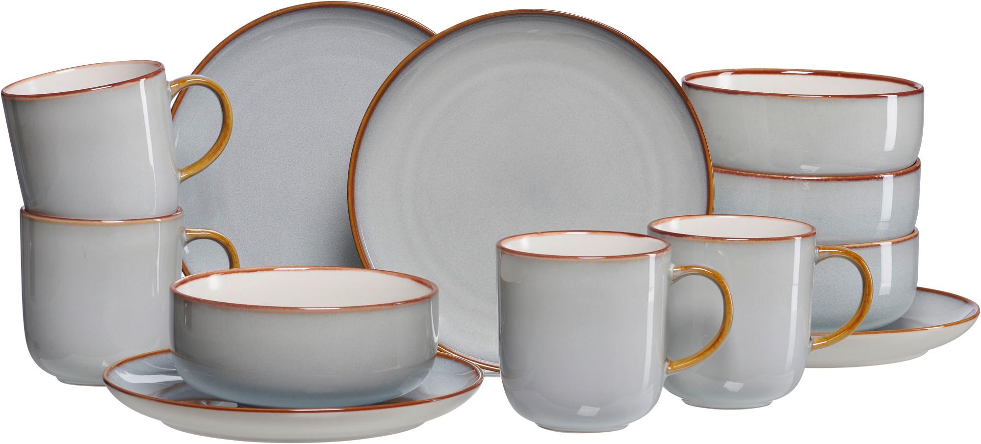 SERWIS ŚNIADANIOWY PORTOFINO - szary, Trend, ceramika (33,5/21,5/22cm) - Ritzenhoff Breker