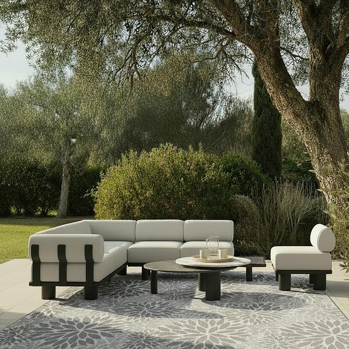 Vrtna Garnitura Lumea - siva/tamno siva, Moderno, metal/tekstil - Bessagi Garden