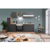 Küchenblock Merle mit Geräten ca. 240 cm Grau - Edelstahlfarben/Eichefarben, Basics, Holzwerkstoff/Metall (240cm) - Respekta
