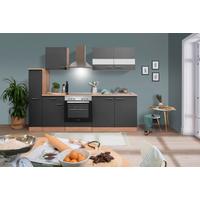 Küchenblock Merle mit Geräten ca. 240 cm Grau - Edelstahlfarben/Eichefarben, Basics, Holzwerkstoff/Metall (240cm) - Respekta