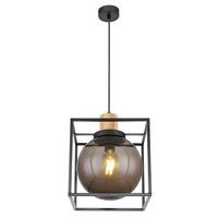 Hängeleuchte Hilko max. 20 Watt - Schwarz/Naturfarben, Design, Holz/Kunststoff (28/28/120cm) - Globo