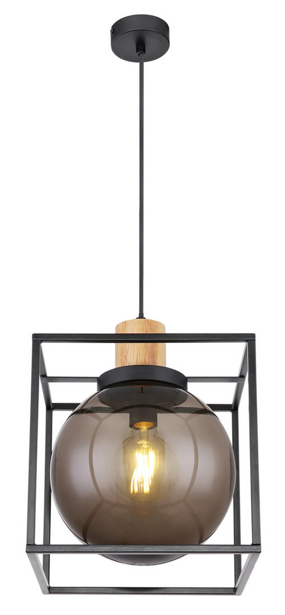 Hängeleuchte Hilko max. 20 Watt - Schwarz/Naturfarben, Design, Holz/Kunststoff (28/28/120cm) - Globo