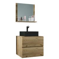 Kopalnica Lendas M, Medeni Hrast - črna/medeni hrast, Moderno, steklo/leseni material (61cm) - MID.YOU