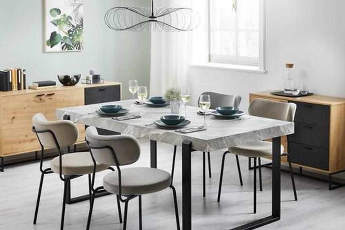 Stol Lea, Bež, Žamet - črna/bež, Moderno, kovina/tekstil (51/82/63cm) - Bessagi Home