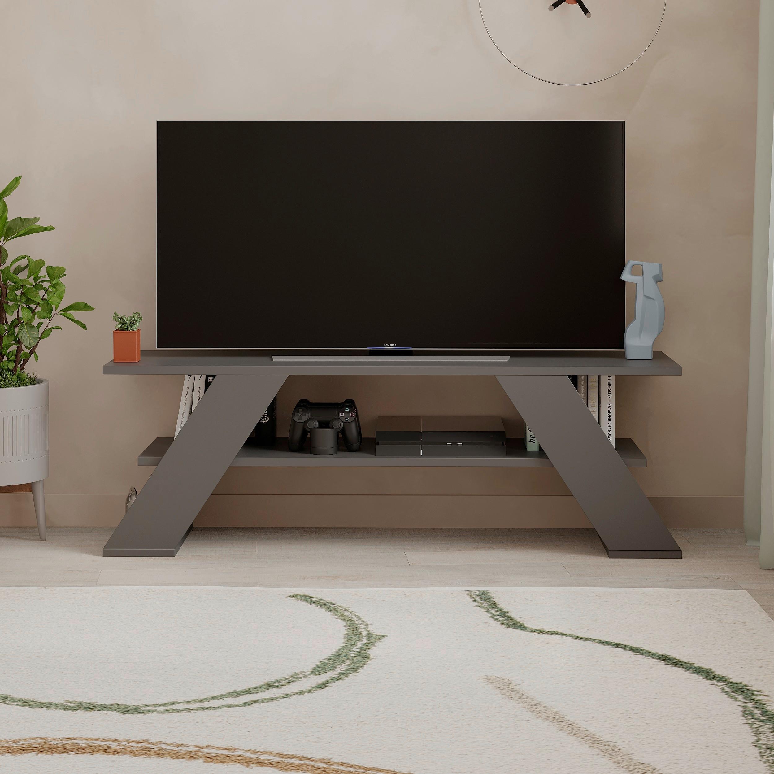 Phonotisch Farfalla ca. 120x40x34 cm Anthrazit - Anthrazit, Design, Holzwerkstoff (120/40/33.5cm) - Livetastic
