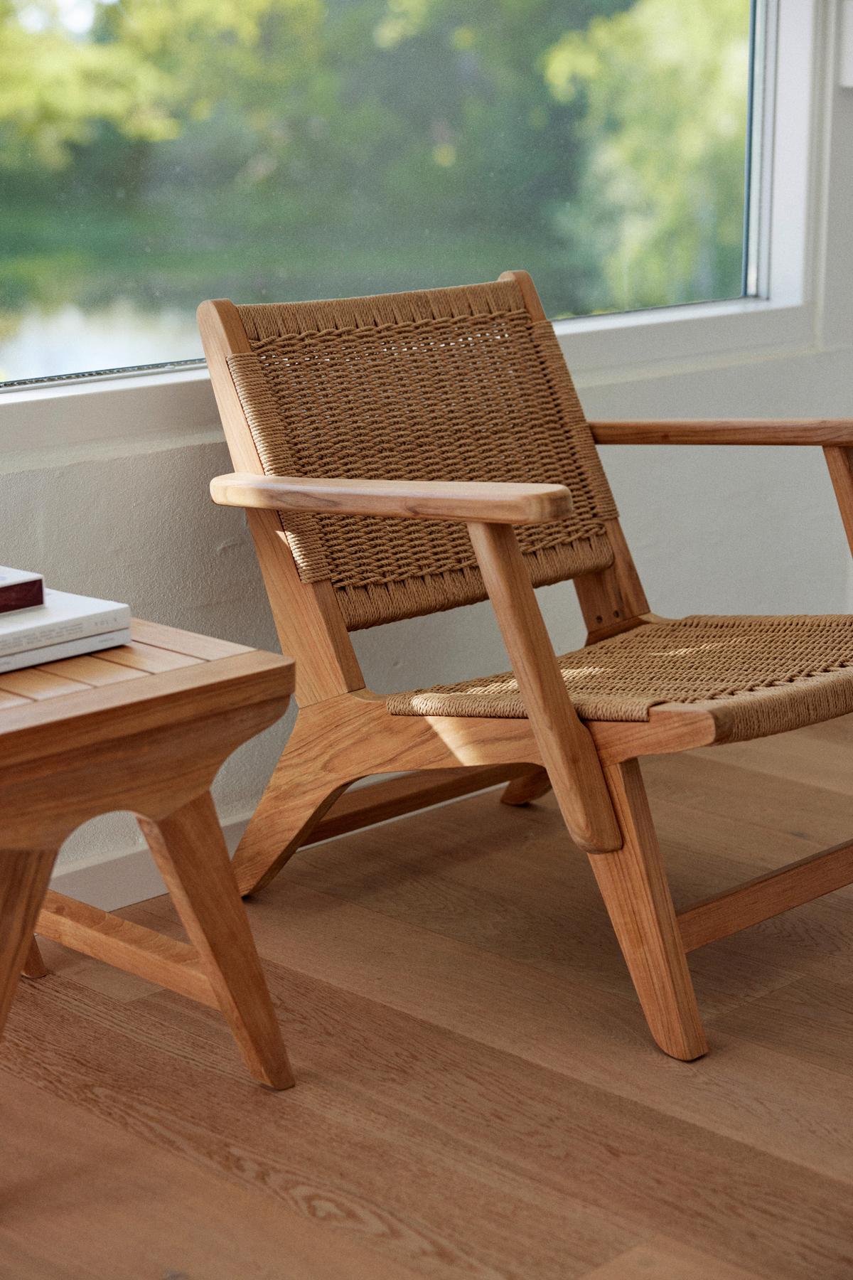 Loungesessel Eya Teak Indoor - Hellbraun/Teakfarben, Natur, Holz/Papier (68/71/72cm) - Gardenson