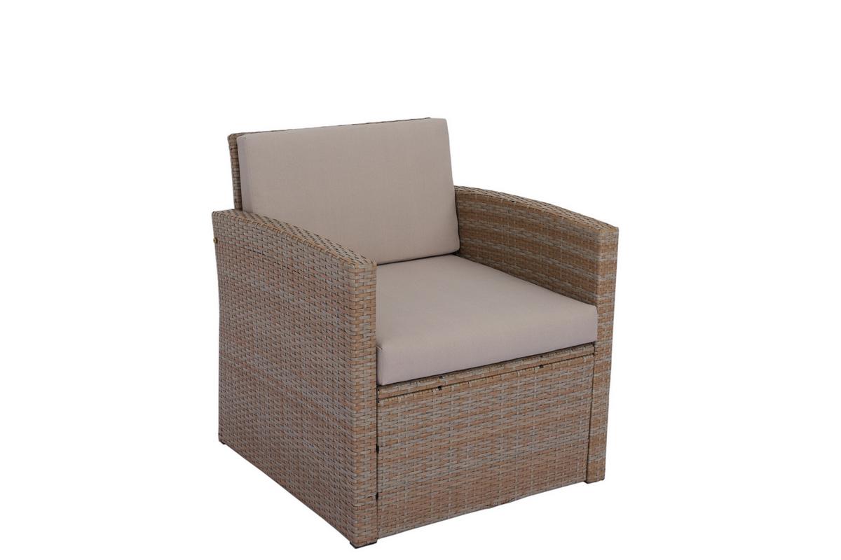 Loungegarnitur Seline Braun Polywood - Hellbraun/Beige, Natur, Kunststoff/Textil (130/76,5/71,5cm) - Mömax