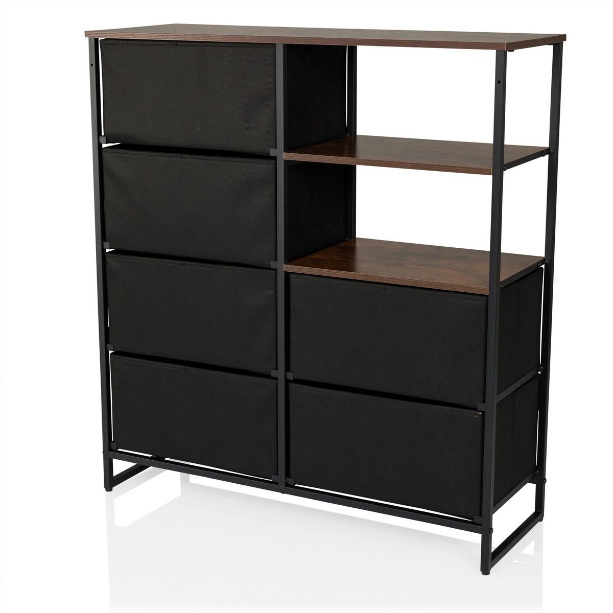 Komoda Ragala, Barva Hrasta - črna/barve hrasta, Moderno, kovina/tekstil (84/92/30cm) - MID.YOU