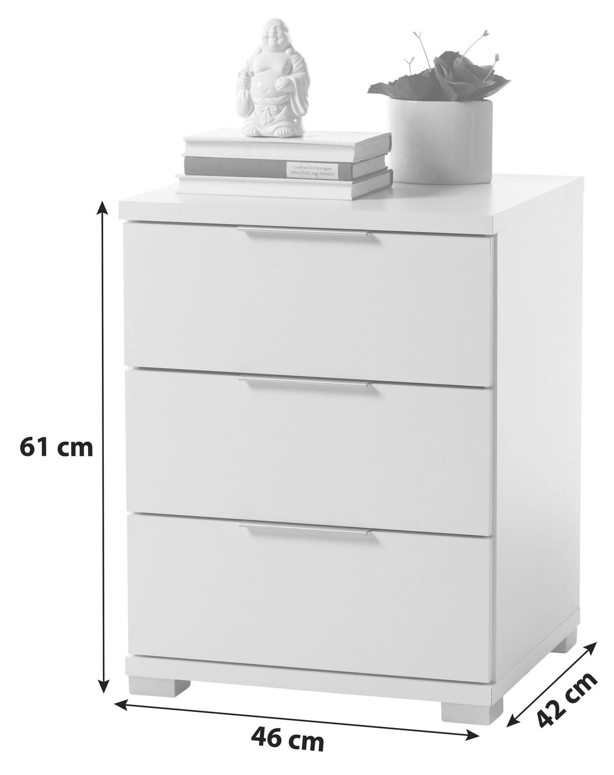 Noćni Ormarić B: 46 Cm Schwarz - srebrne boje, Basics (46/61cm) - MID.YOU