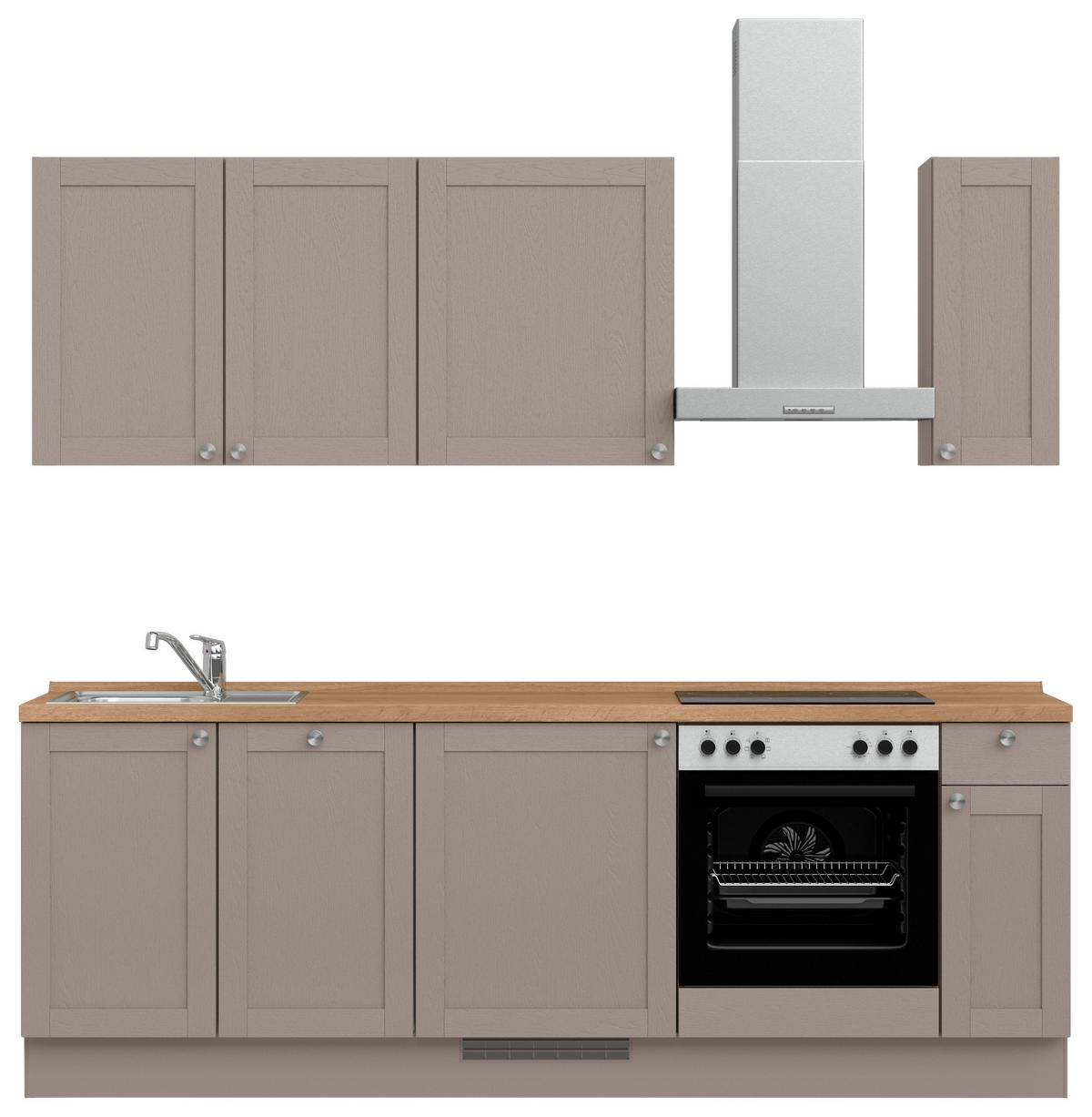 Küchenleerblock Frame Low o. Geräte Beigebraun - Edelstahlfarben/Eichefarben, MODERN, Holzwerkstoff/Metall (240cm) - Nobilia
