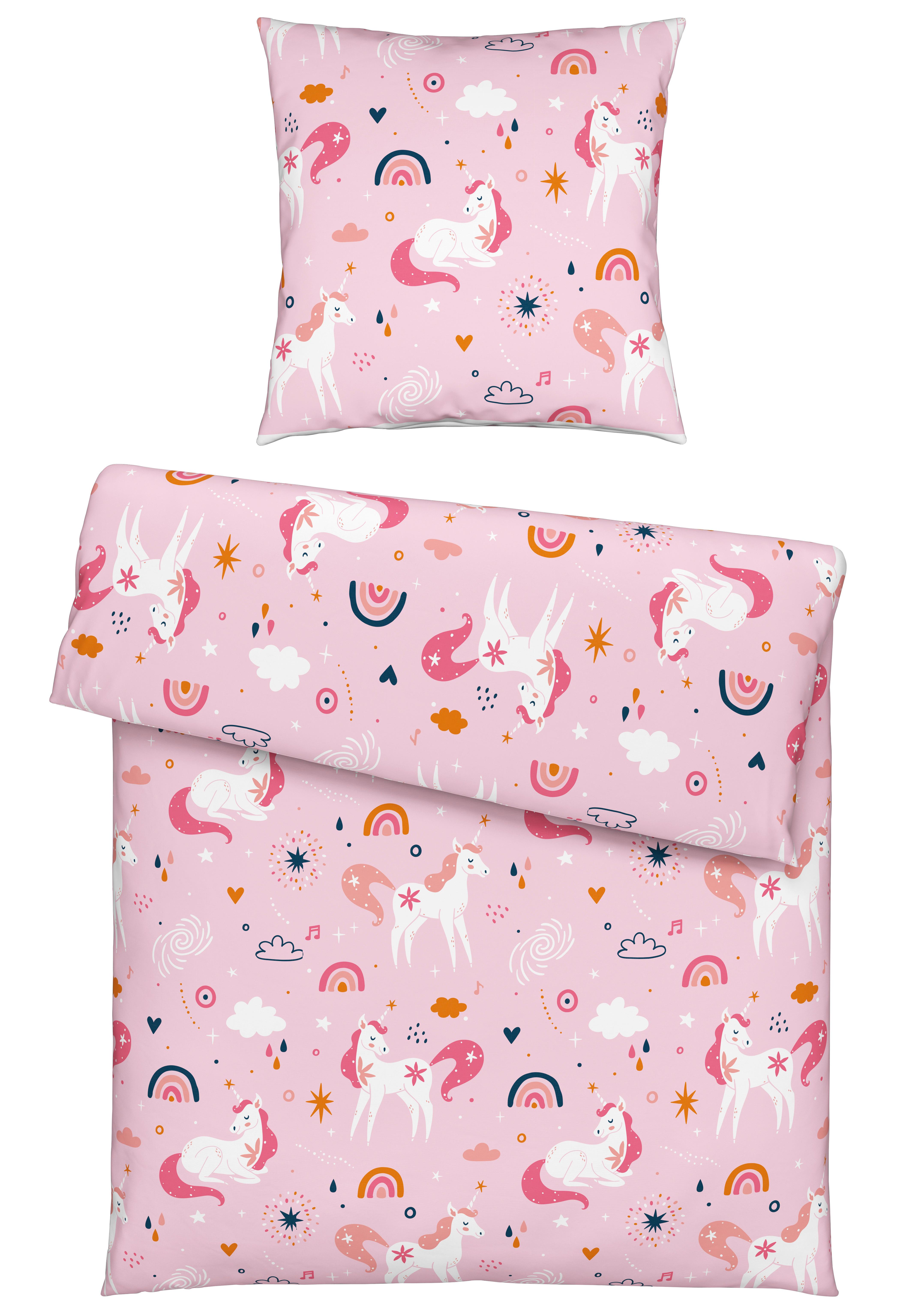 Kinderbettwäsche Einhorn Hellrosa ca. 135x200cm - Hellrosa, Textil (135/200cm) - Mömax