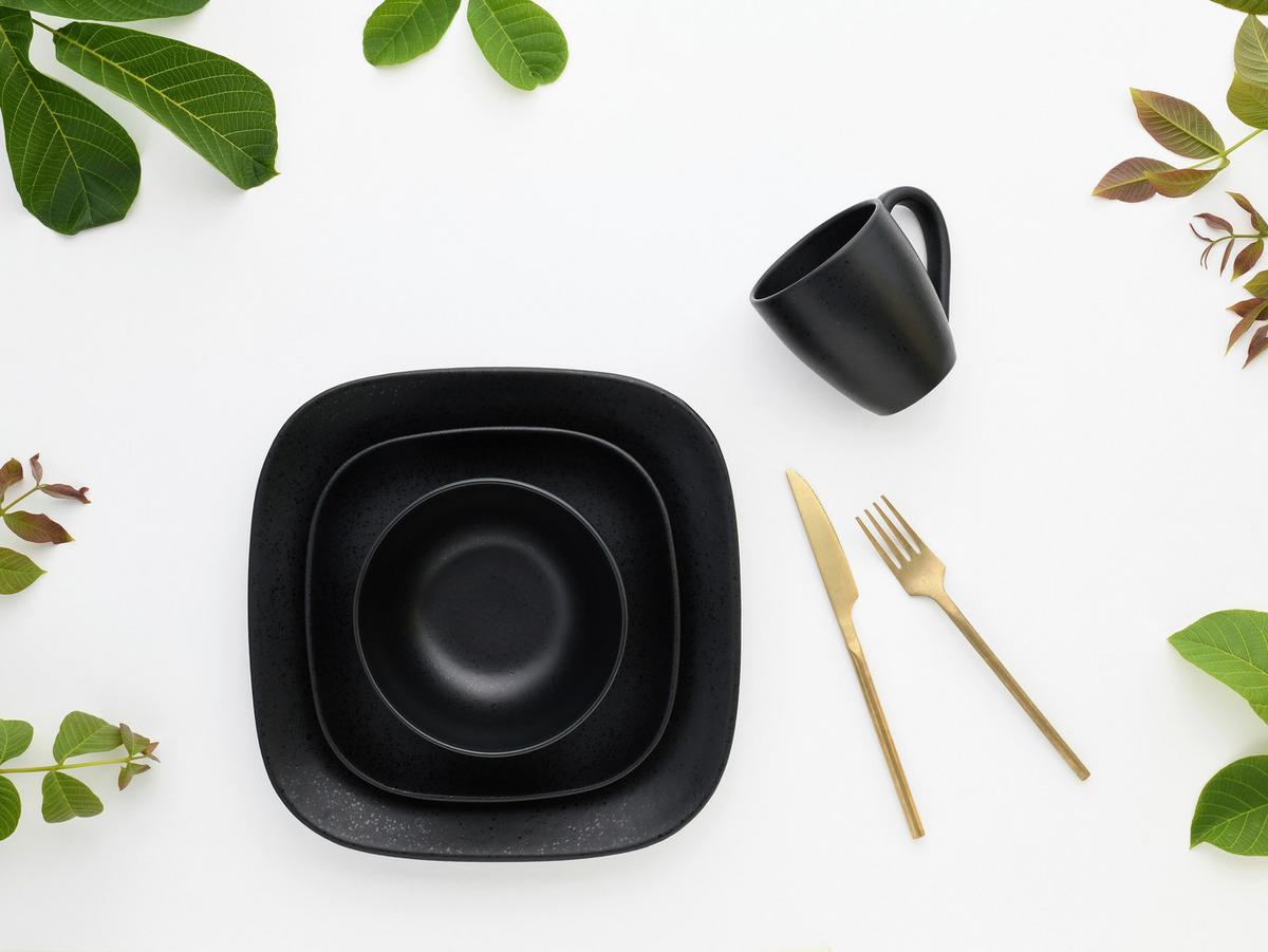 Kombinirani Servis Magic Black Square, 16-Delni - črna, Basics, keramika - Creatable