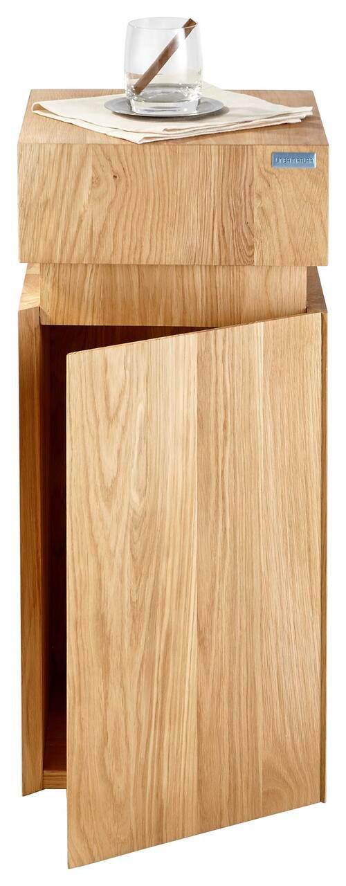 STOLIK BOCZNY MAYA - kolor dębowy, Modern, drewno (30/30/65,5cm) - Linea Natura