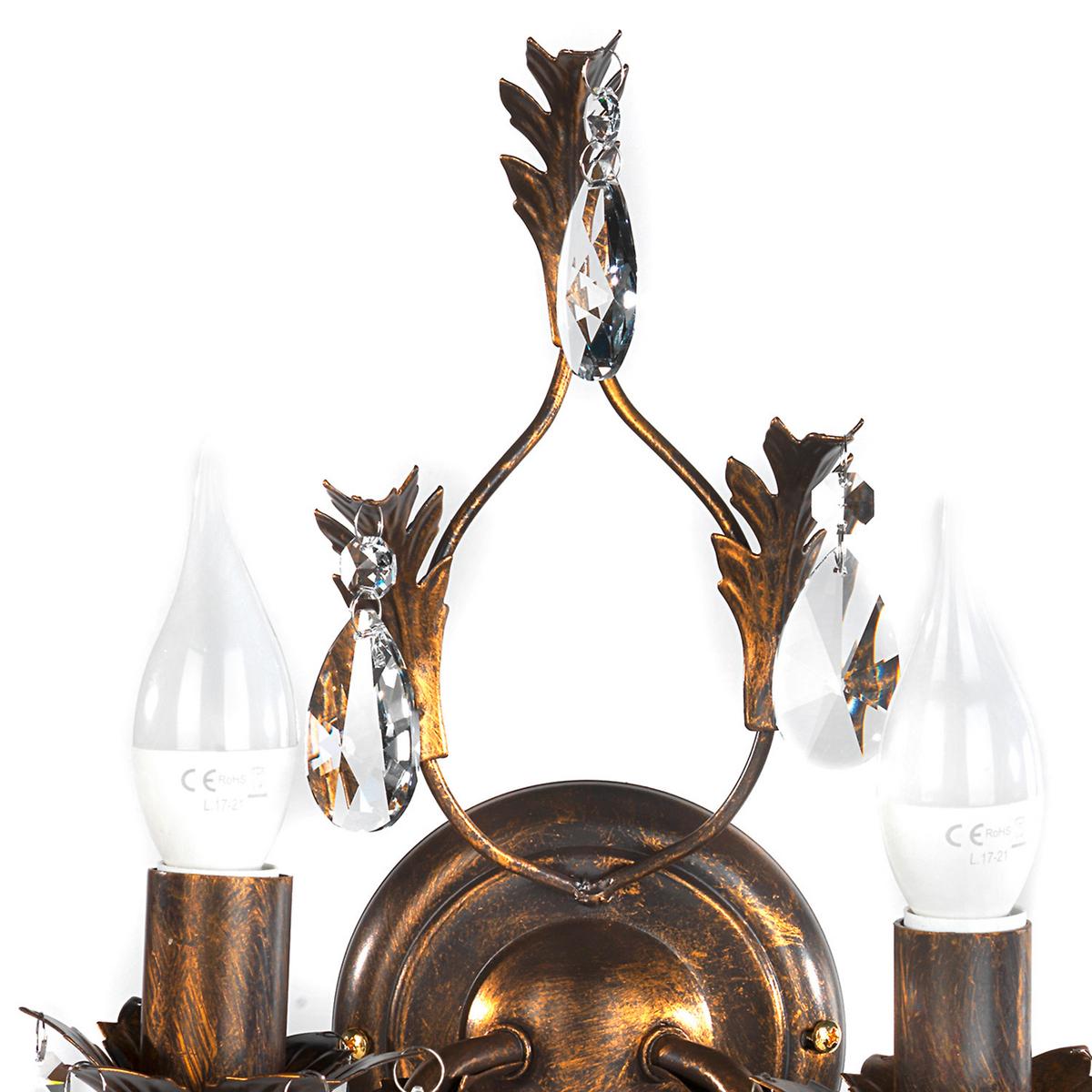 Wandleuchte Teresa Bronzefarben max. 6 Watt - Bronzefarben, KONVENTIONELL, Glas/Metall (30/30/20cm)