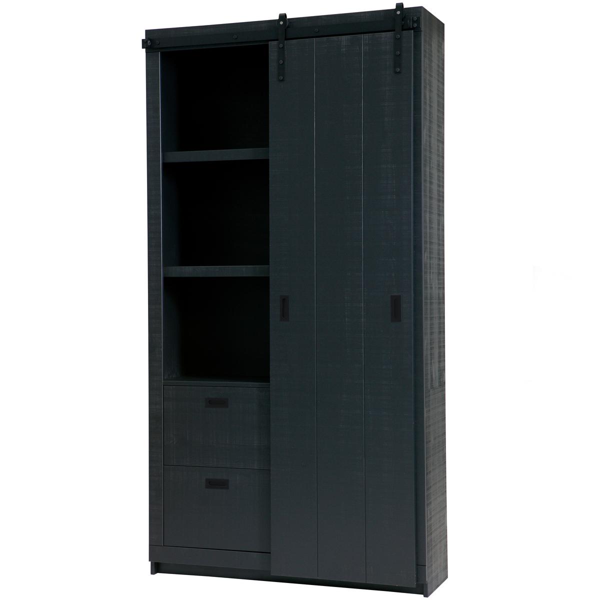 Mehrzweckschrank Slide Barn Schwarz - Schwarz, Design, Holz/Metall (122/230/37cm) - Livetastic