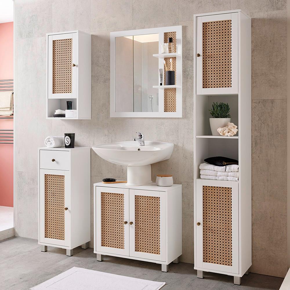 VÄGGSKÅP LISA - vit/bronsfärgad, Modern, metall/trämaterial (32/72/20cm) - Bessagi Home