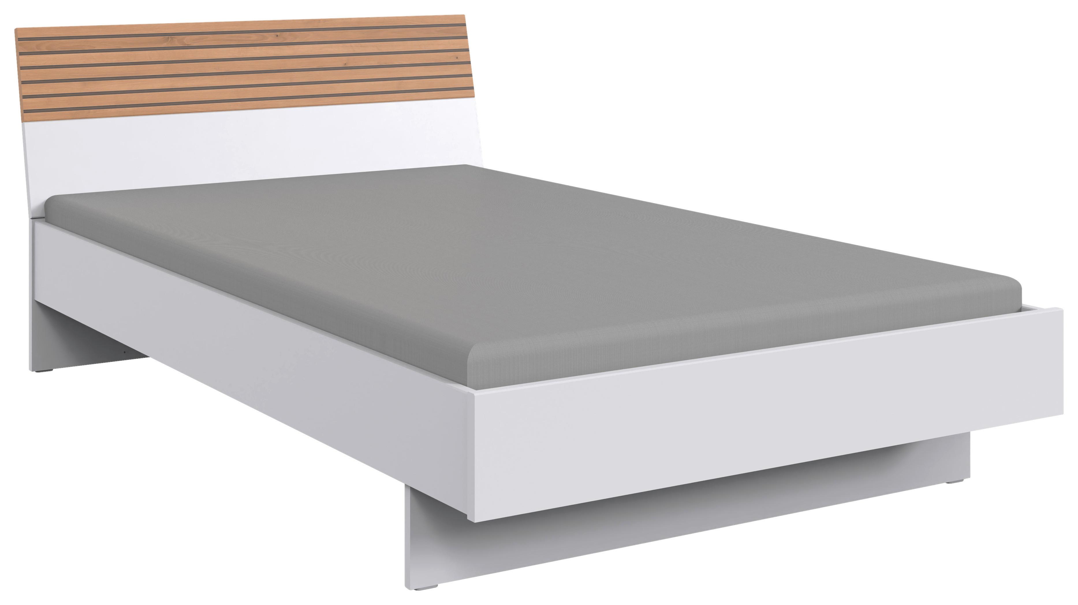 ŁÓŻKO RUEGEN - biały/dąb artisan, Design, materiał drewnopochodny (120/200cm) - Boxxx