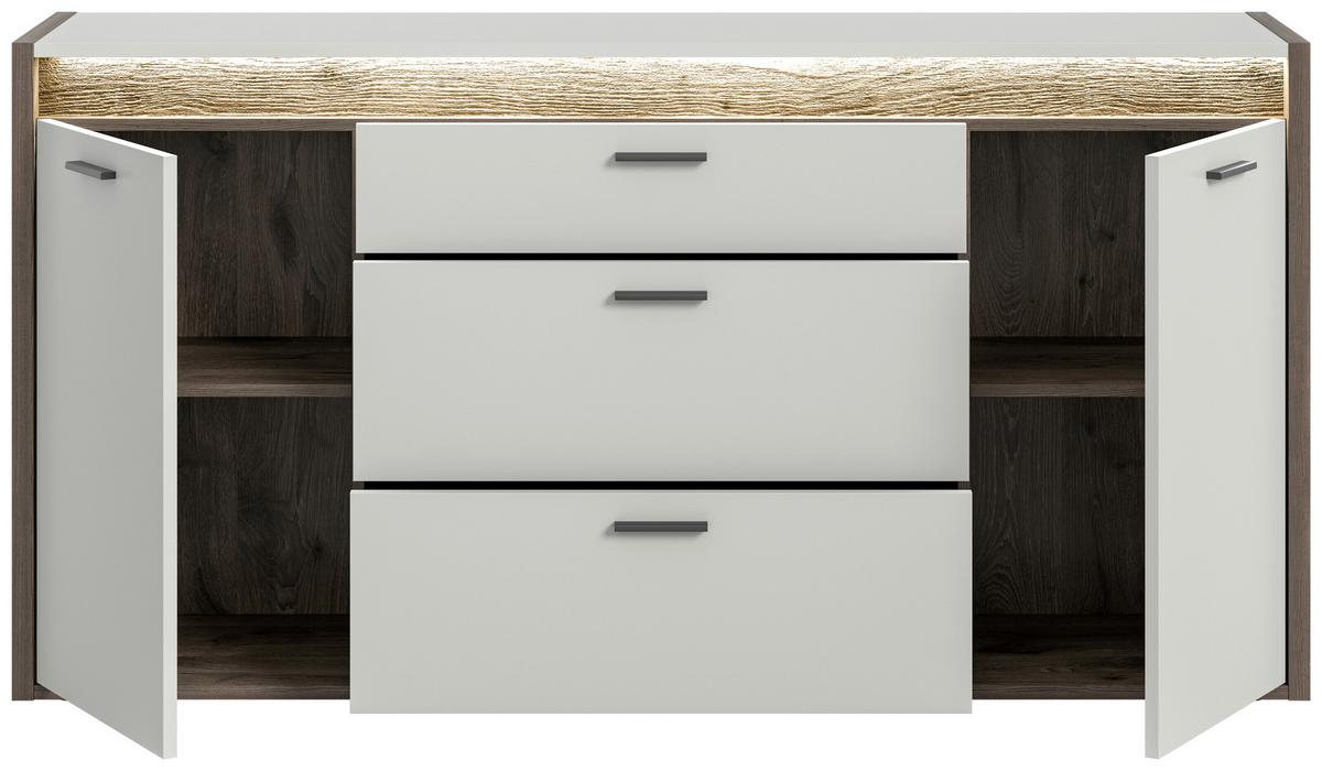 Sideboard Falcona Eiche dunkel /Grau ca. 167x86x40 cm - Design, Holzwerkstoff/Metall (167/86/40cm) - MID.YOU