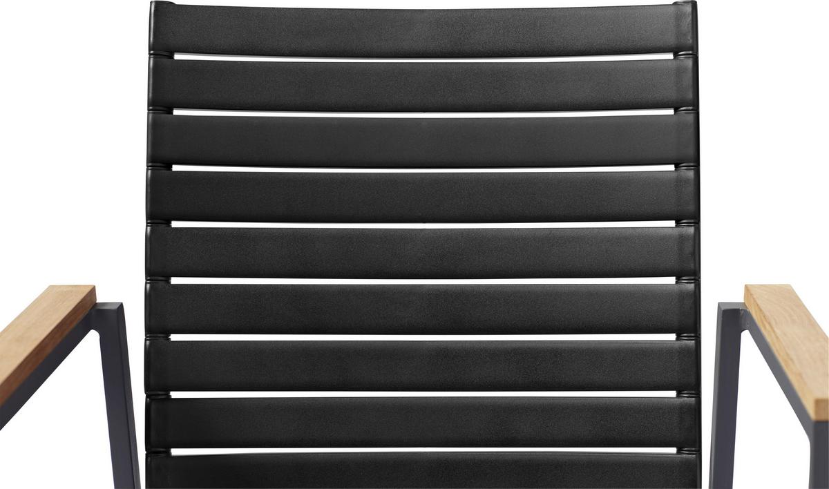 Gartensessel Mood Extreme Anthrazit/Teakholz stapelbar - Anthrazit/Schwarz, KONVENTIONELL, Holz/Kunststoff (56,5/84/62cm) - Gardenson