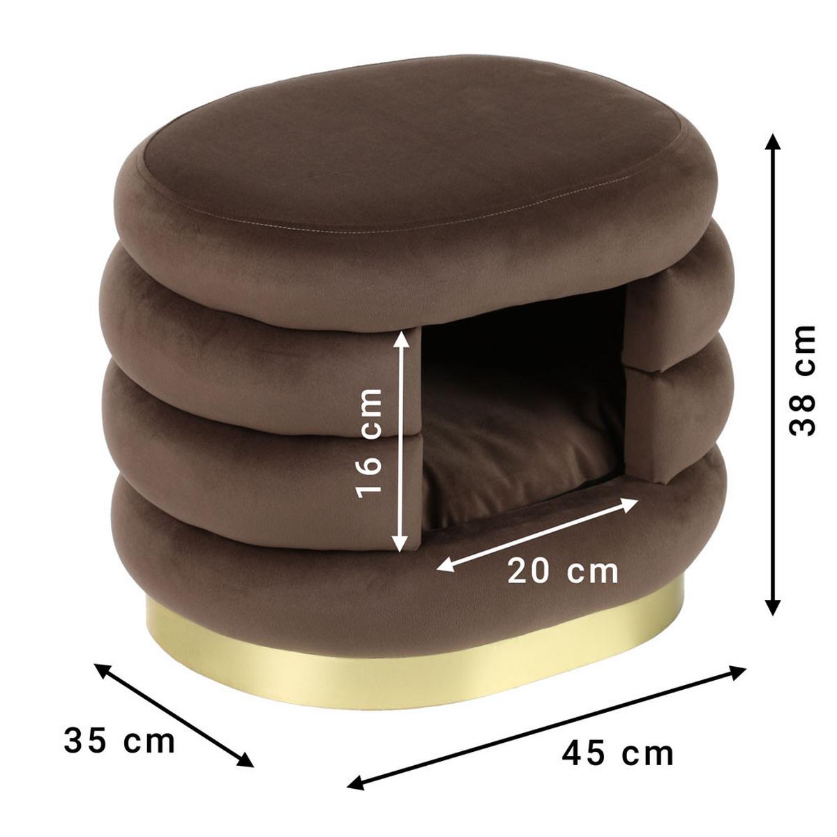 Ülőke Kisállat Kuckóval Deto - barna, Trend, faalapú anyag/textil (45/38/35cm)