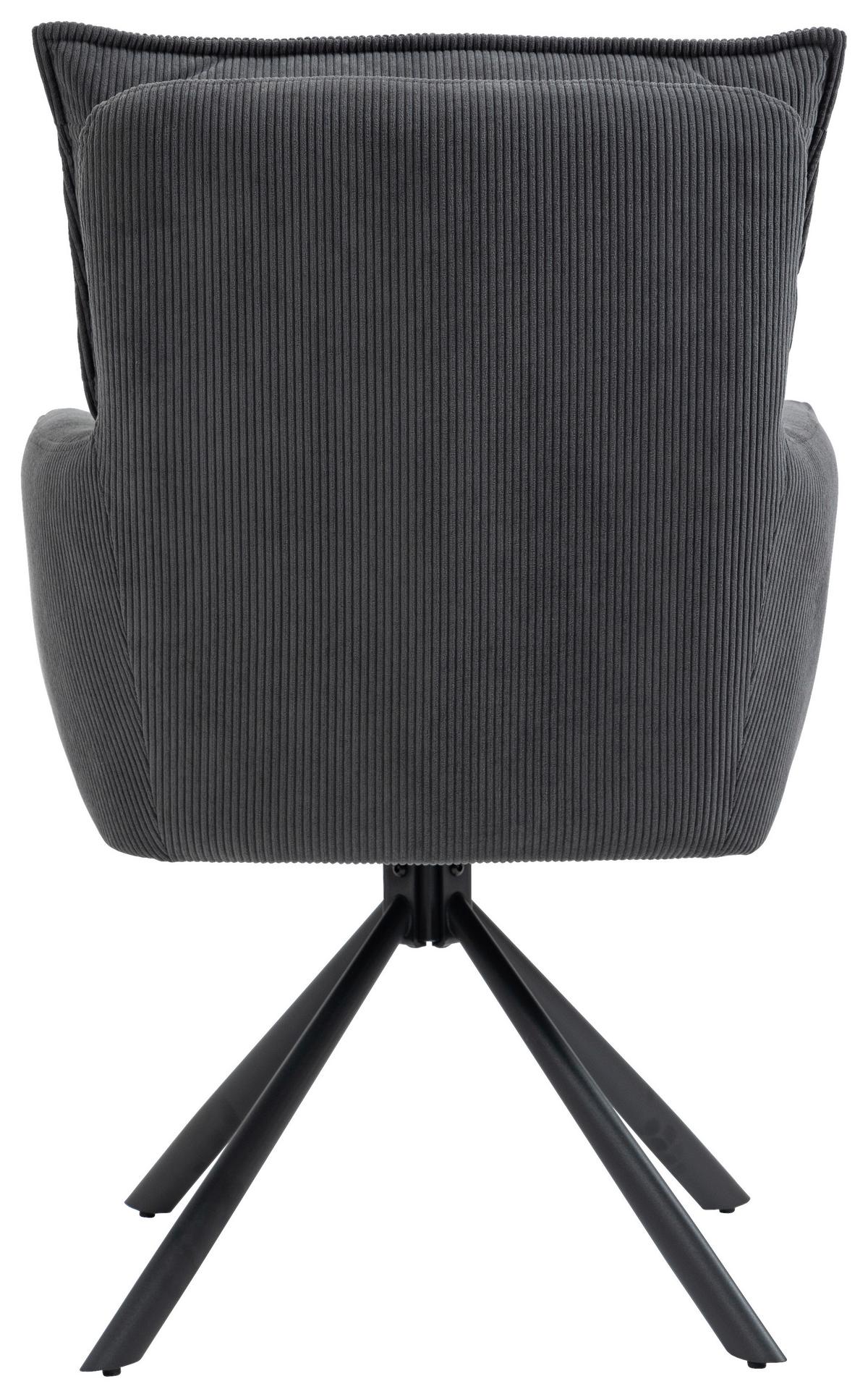 KRZESŁO Z PODŁOKIETNIKAMI POINT - antracytowy/czarny, Design, metal/tkanina (60/95/67cm) - Novel