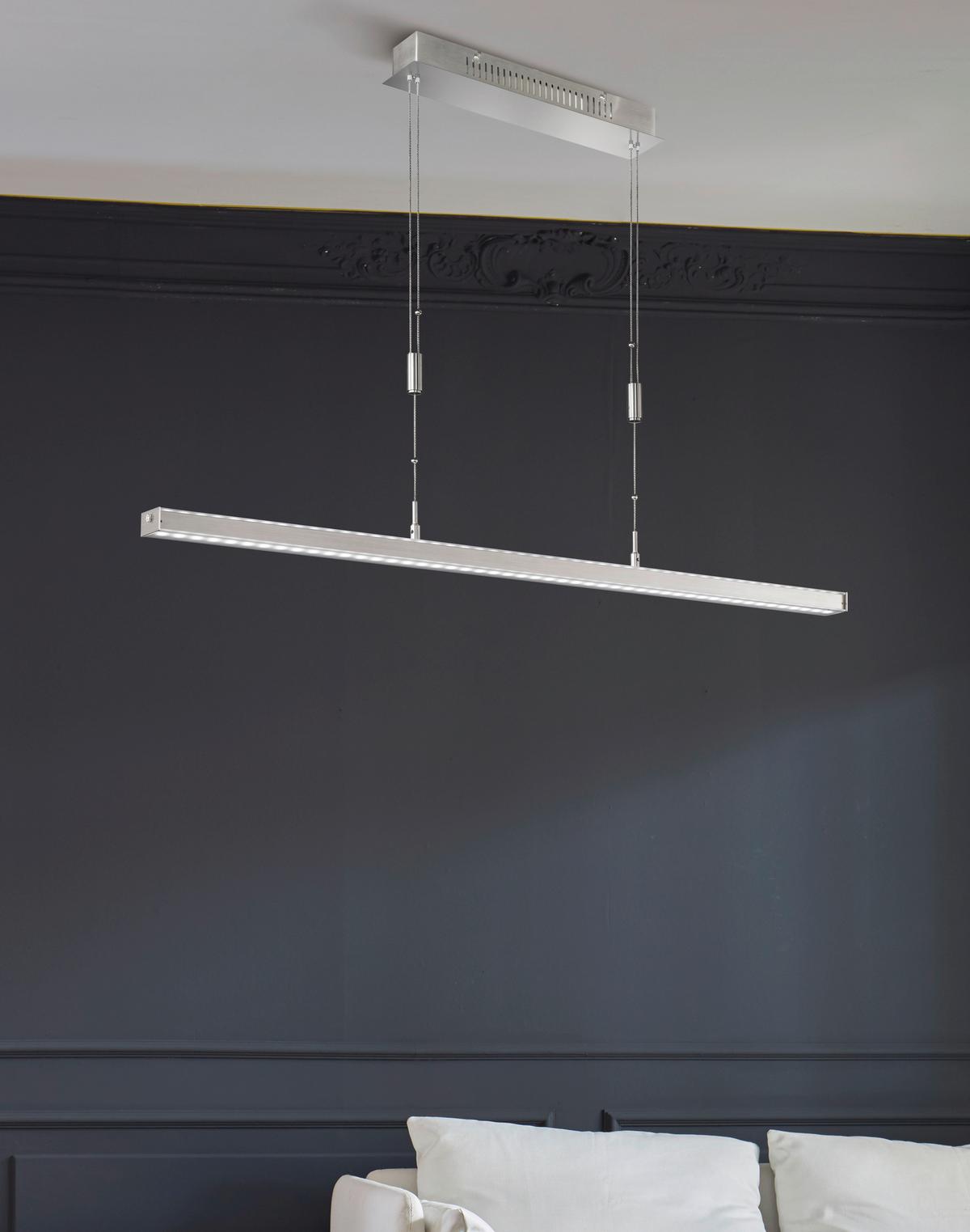 LAMPA WISZĄCA LED 60059 VITAN - kolor niklowy, Lifestyle, metal/szkło (115/7/90-150cm) - Fischer & Honsel