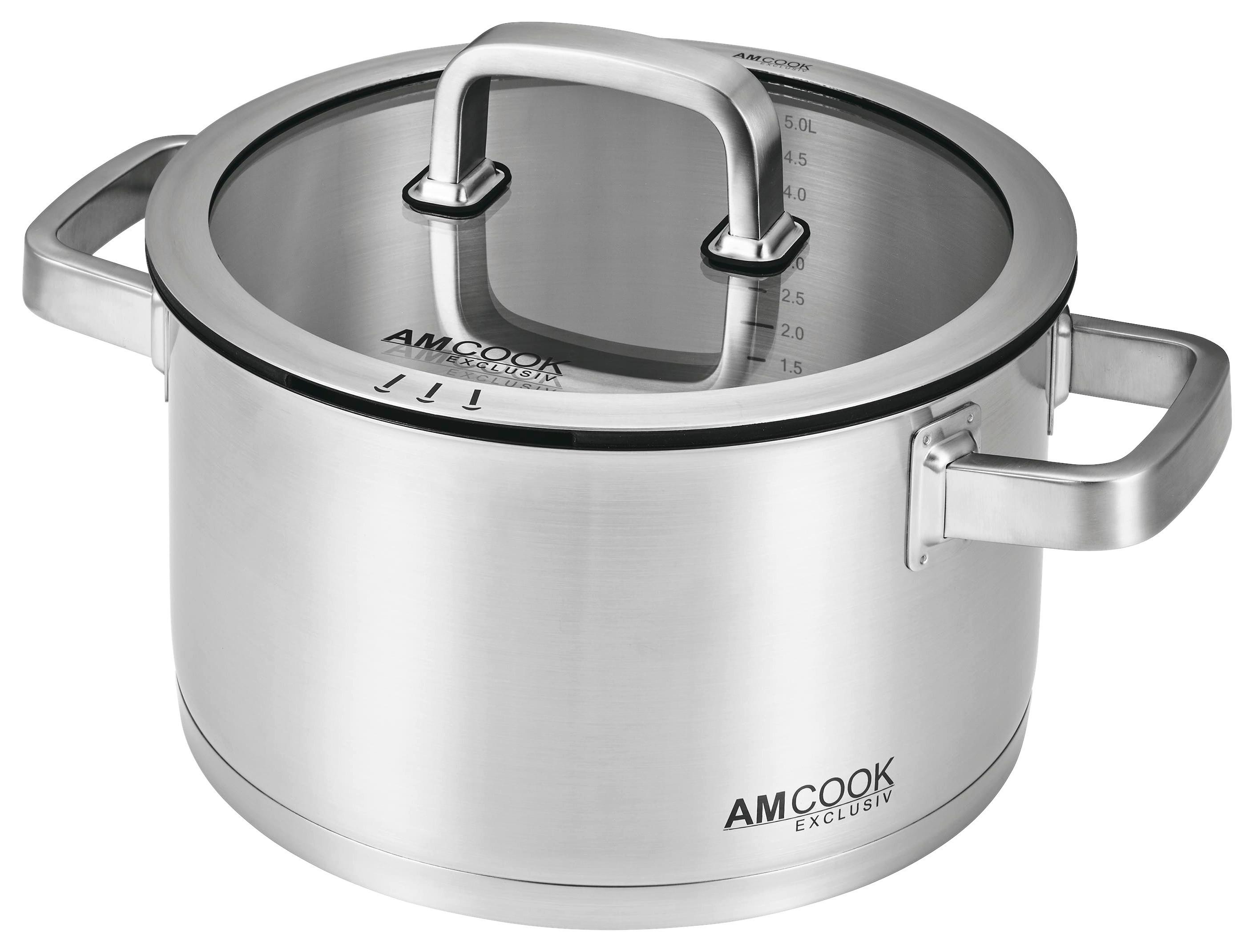 GARNEK 8500738 - kolor stalowy, Basics, metal/szkło (24/13cm) - Am Cook