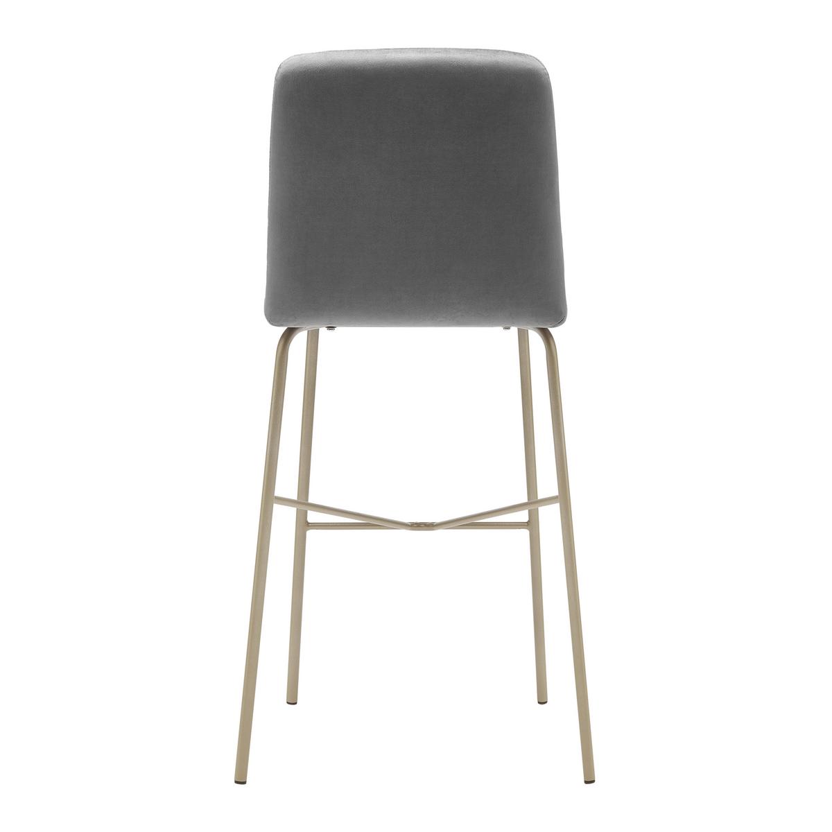 Barhocker  Tara Grau Samt Gepolstert - Champagner/Grau, MODERN, Holz/Textil (53/110/57cm) - Bessagi Home