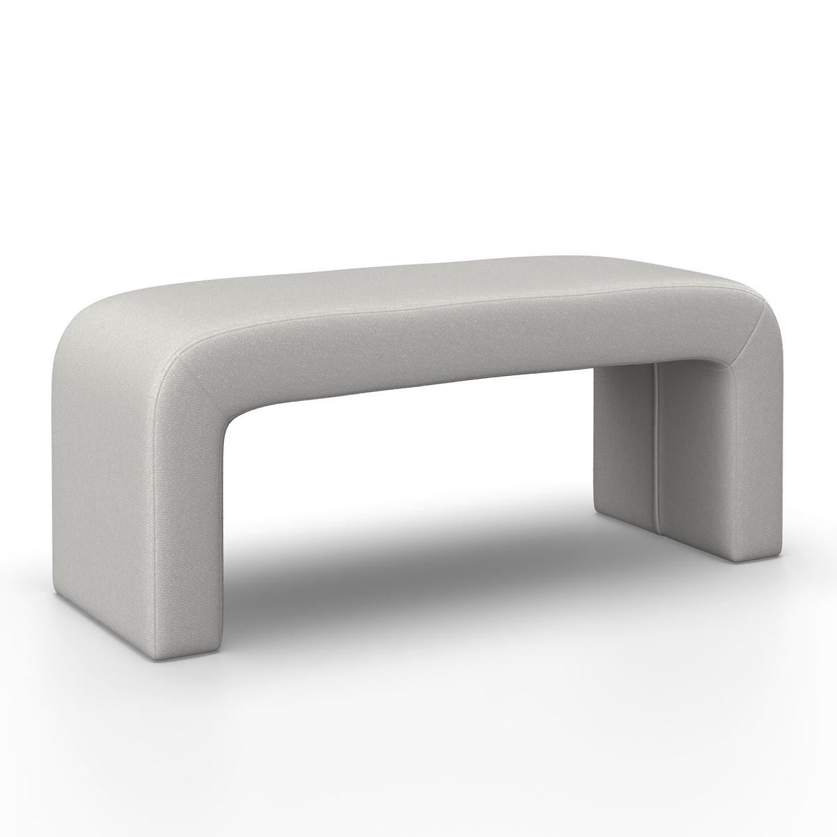 Hockerbank Janina Grau Boucle Gepolstert - Grau, MODERN, Holz/Textil (110/46/41cm) - Bessagi Home