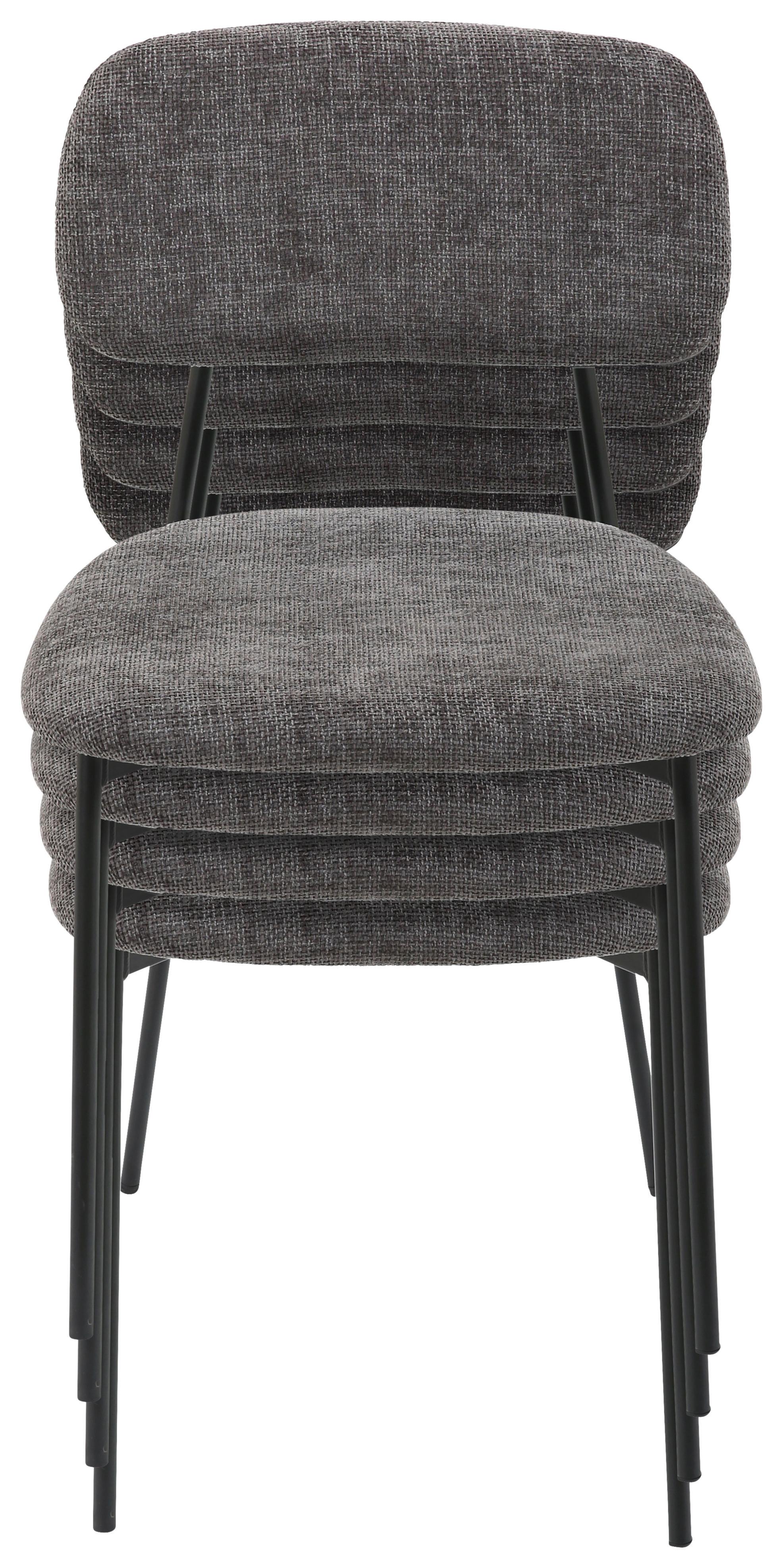 STOL LARA - grå/svart, Modern, metall/textil (44/78,5/49cm) - Mömax