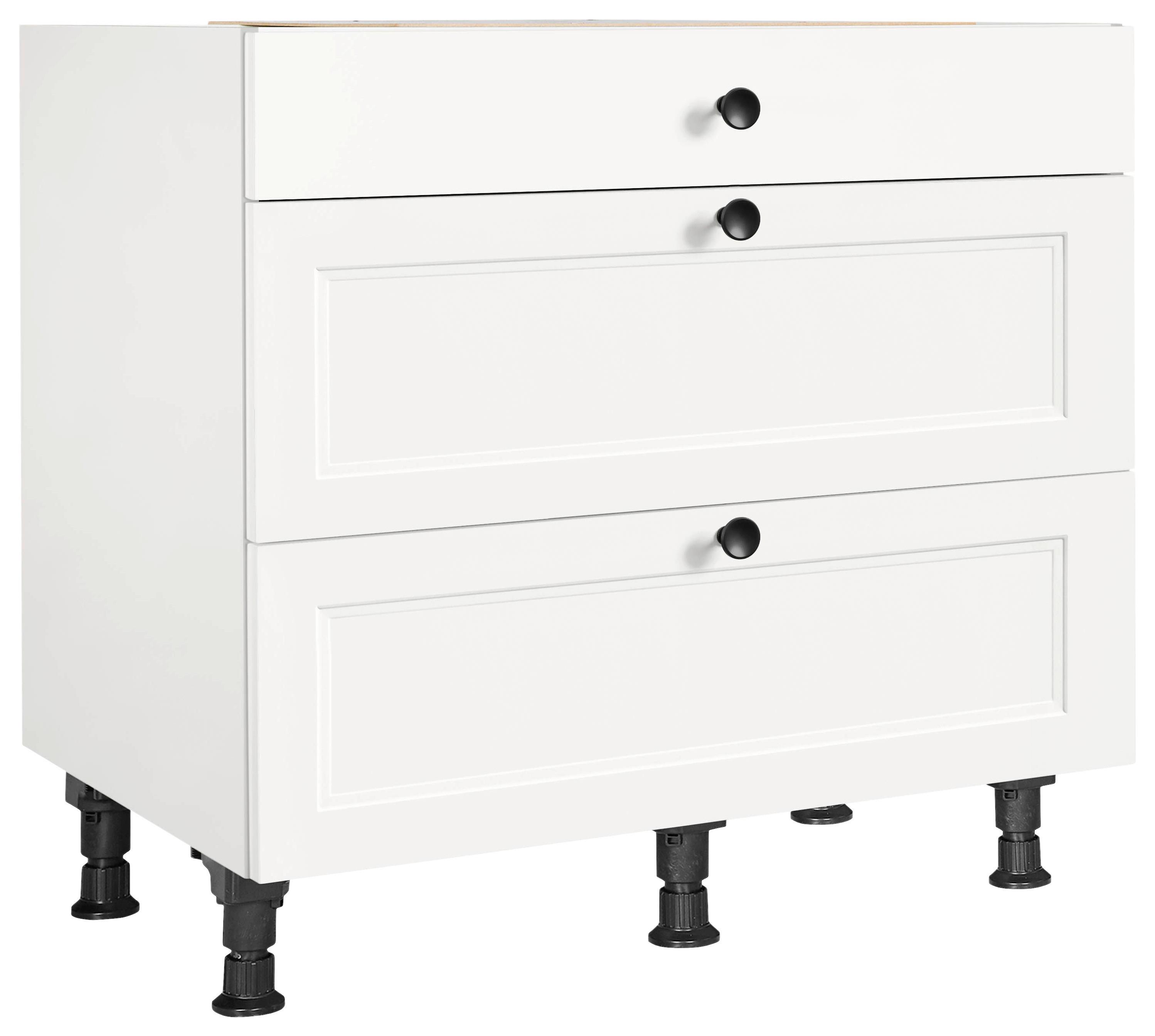 Schubkastenunterschrank Cascada Weiß - Schwarz/Weiß, MODERN, Holzwerkstoff/Metall (90/87/56cm) - Nobilia