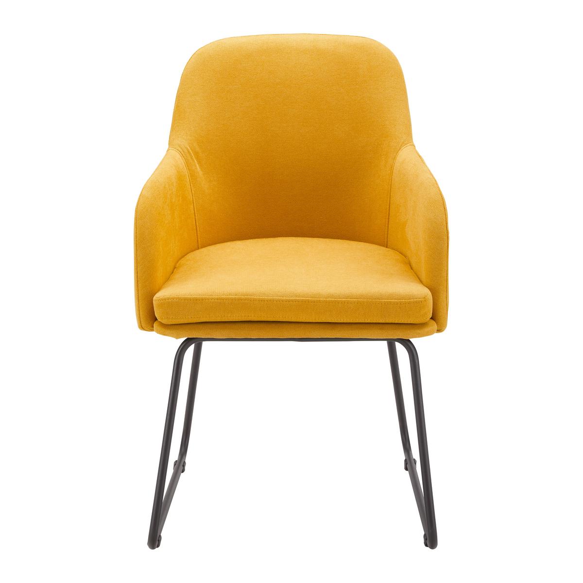 KRZESŁO Z PODŁOKIETNIKAMI MIA - czarny/żółty, Modern, metal/tkanina (55,5/83/55cm) - Bessagi Home