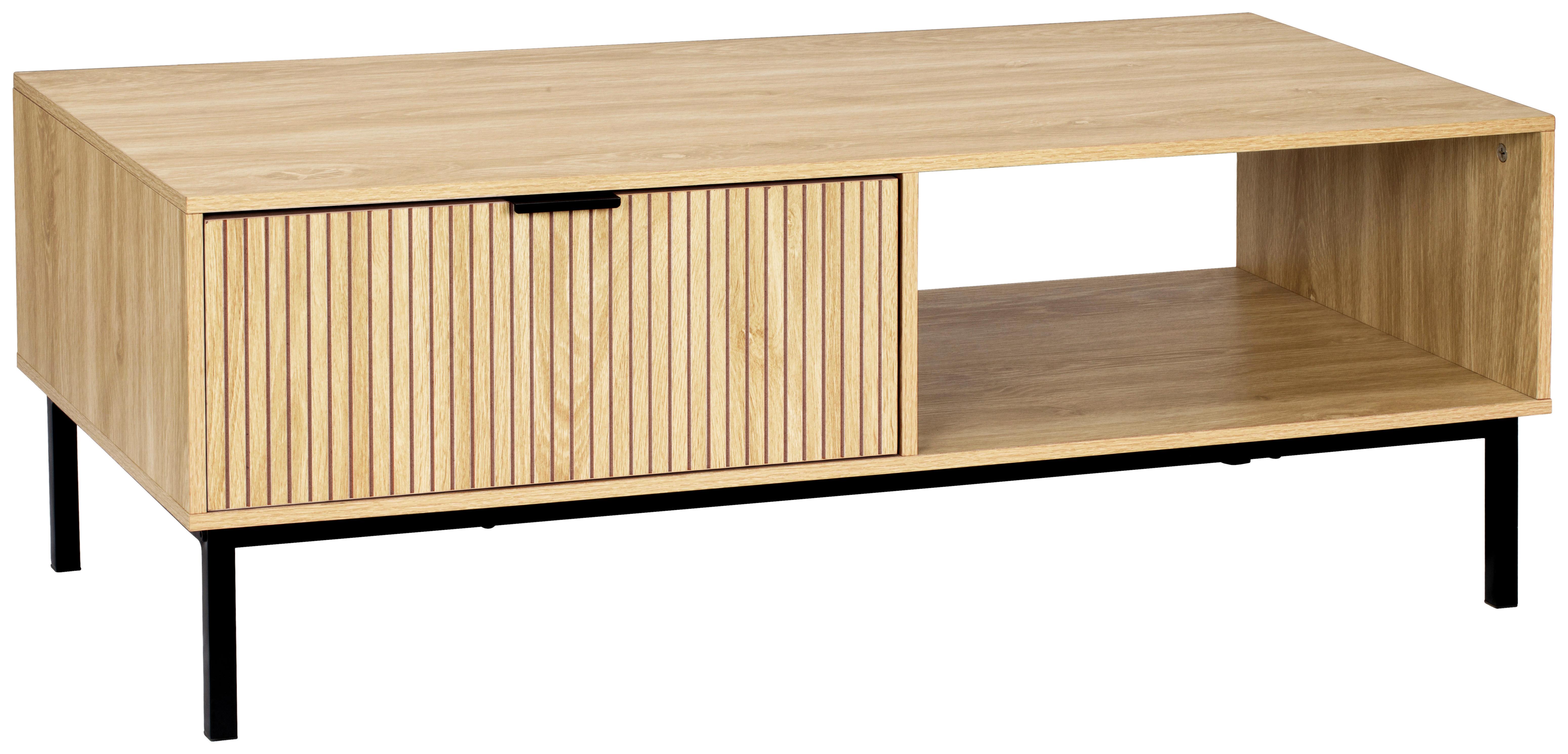 STOLIK KAWOWY MAMRY - kolor naturalny/czarny, Natur, materiał drewnopochodny/metal (110/40/50cm) - MID.YOU