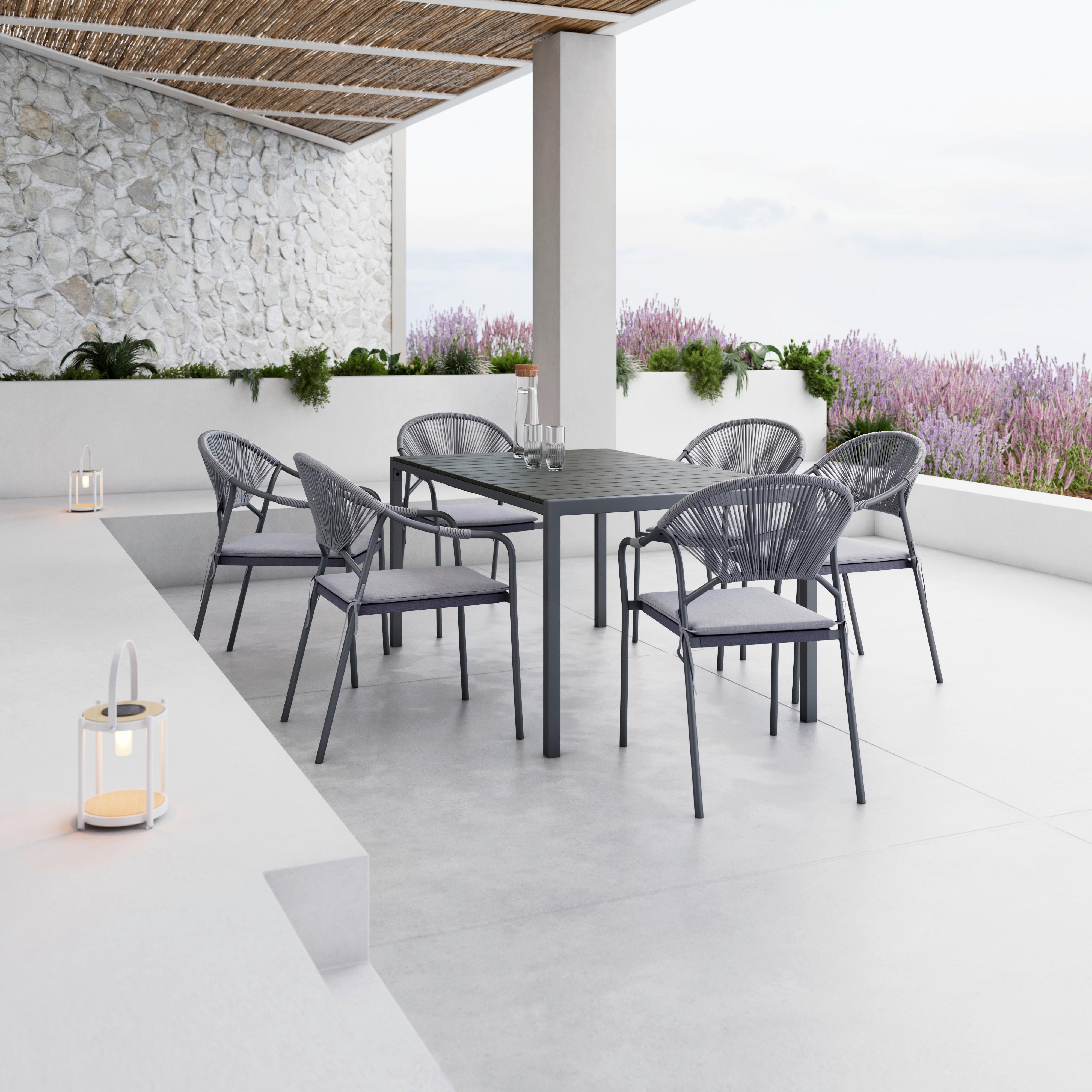 Gartengarnitur "Carina", hellgrau/grau - Dunkelgrau/Hellgrau, Modern, Kunststoff/Textil (150/90/73cm) - Bessagi Garden