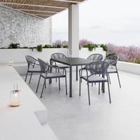 Gartengarnitur "Carina", hellgrau/grau - Dunkelgrau/Hellgrau, Modern, Kunststoff/Textil (150/90/73cm) - Bessagi Garden