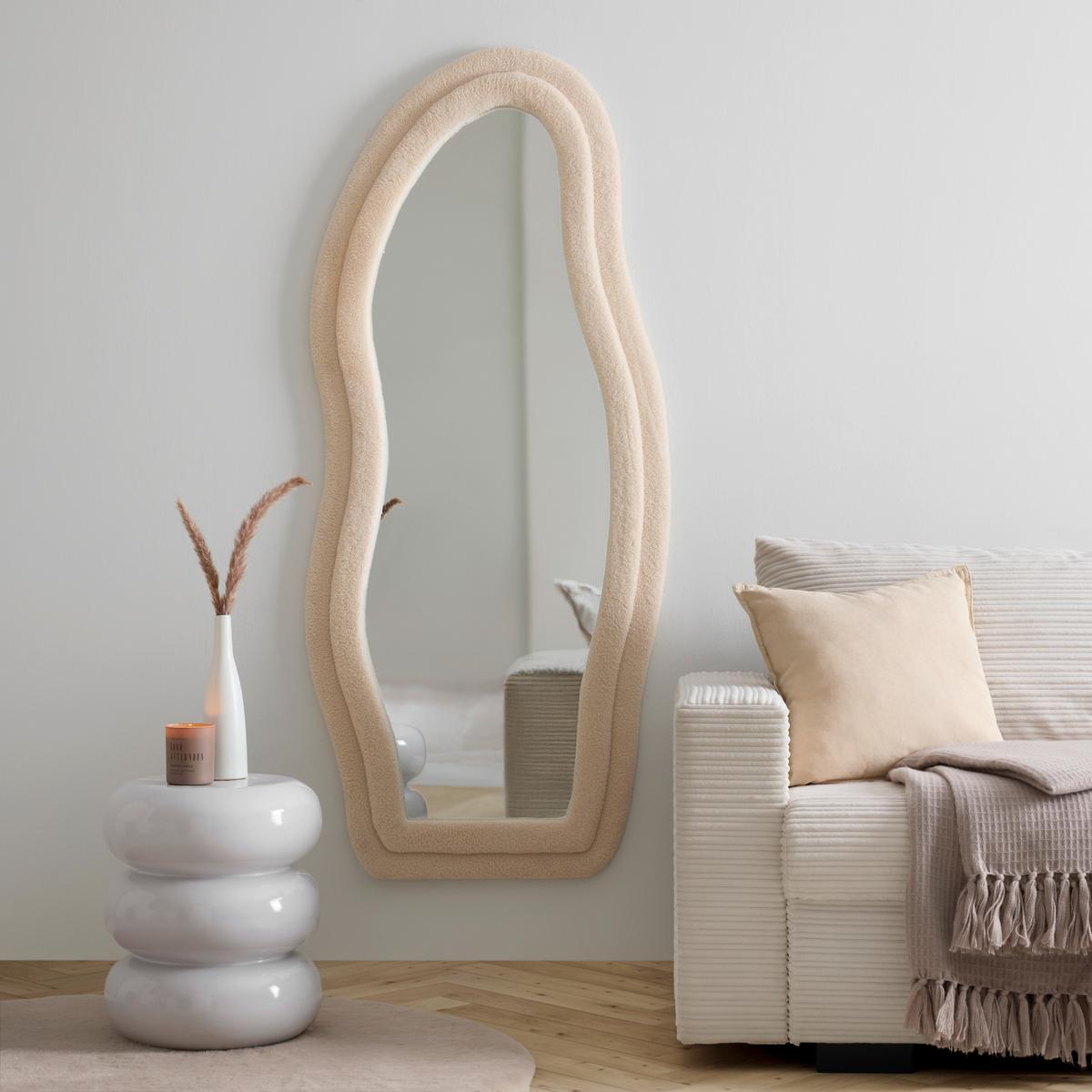 Oglindă de perete SANJA - bej, Romantik / Landhaus, sticlă/textil (70/160/3,5cm) - Modern Living