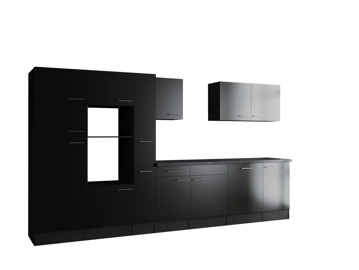 Kuhinjski Blok Brez Aparatov Oliver, 370cm - srebrne barve/črna, Design, kovina/leseni material (370cm) - Respekta