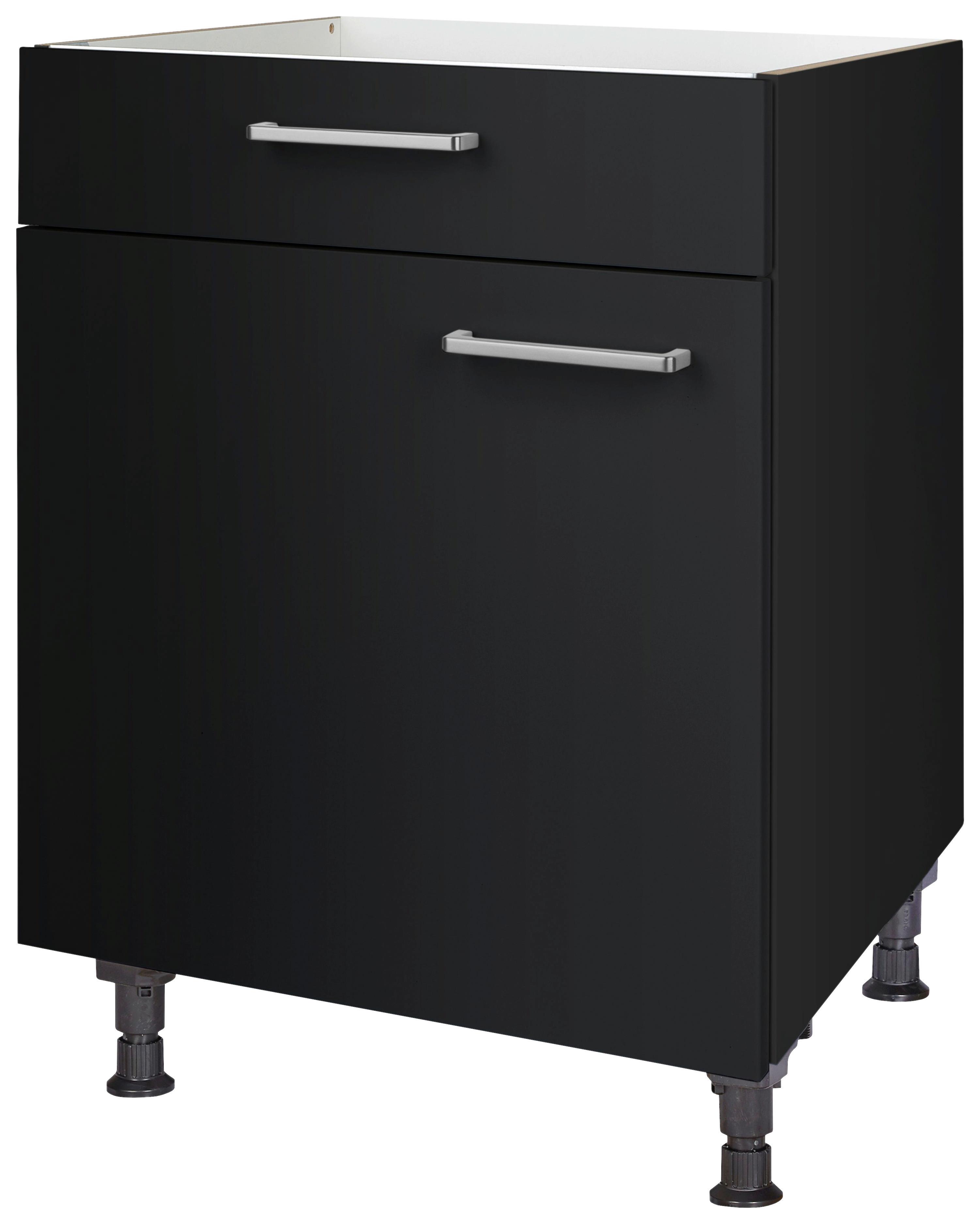 Kochfeldumbauschrank Touch Schwarz - Edelstahlfarben/Schwarz, MODERN, Holzwerkstoff/Metall (60/87/56cm) - Nobilia