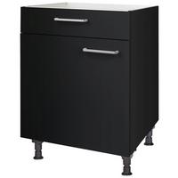 Kochfeldumbauschrank Touch Schwarz - Edelstahlfarben/Schwarz, MODERN, Holzwerkstoff/Metall (60/87/56cm) - Nobilia