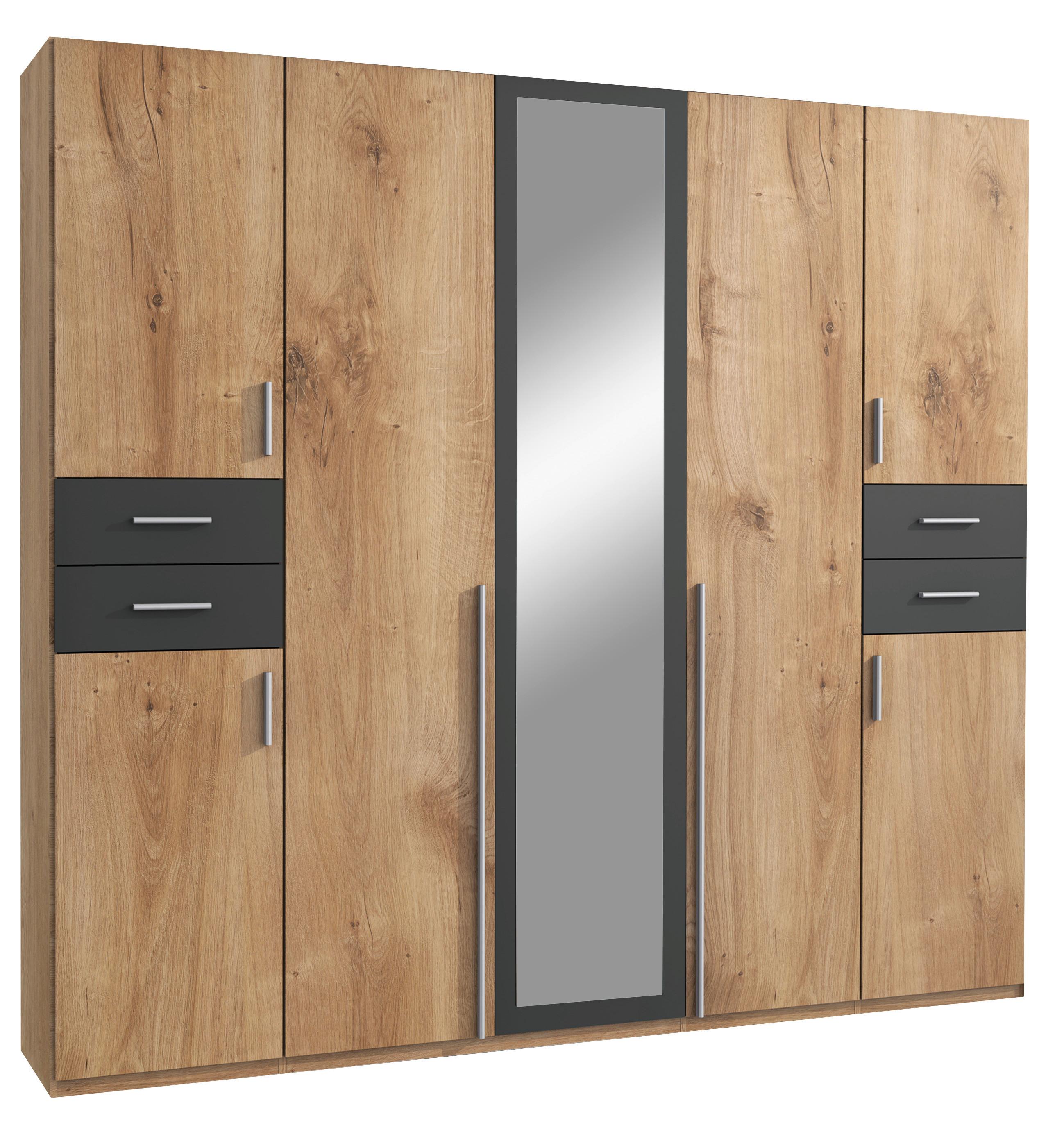 Ormar S Klasičnim Vratima Vegas - boje grafita/srebrne boje, Basics, drvni materijal (225/208/58cm) - Modern Living